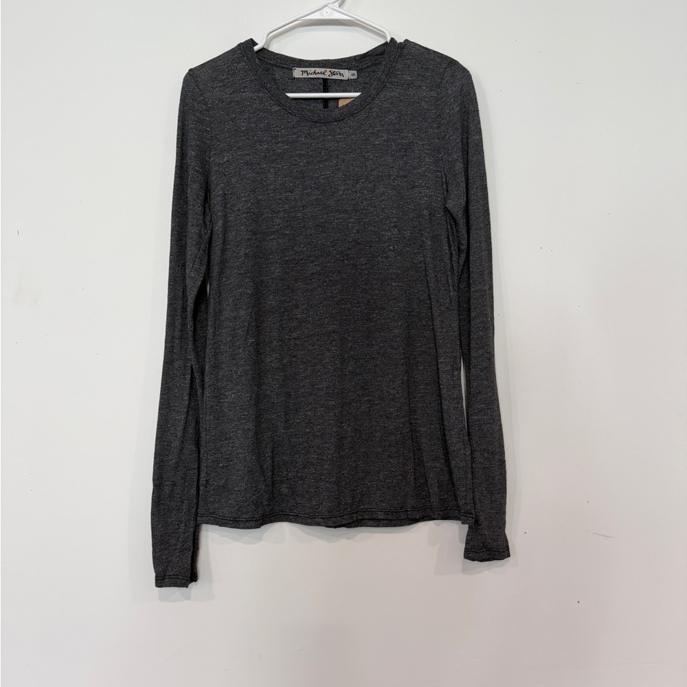Michael Stars Brooklyn Jersey Charcoal Gray Long Sleeve Crewneck